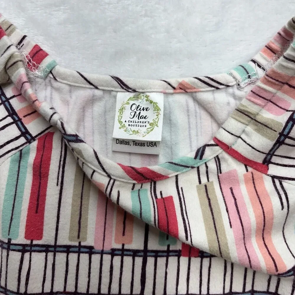 Boutique Floral Tiered Cotton Dress‎ Girls 5 Olive Mae Ruffle USA Mixed Print